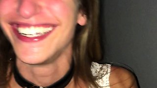 Glory hole blowjob busty amateur blonde fucking in stall