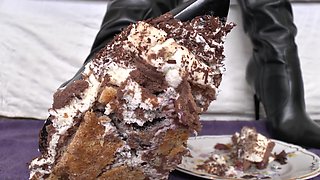 Smoking Mistress and Cake From Boot Soles POV Clip, Lady Victoria Valente