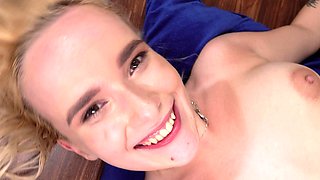Sexy blonde girl takes big cock anally