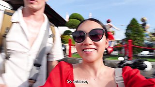 A day in Bali of small tits asian girl starts with morning sex and mouth full of cum