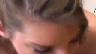 Hot brunette girlfriend fucks and sucks huge black cock in the kitchen
