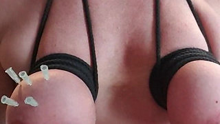 Syringe Injection in Binded Boobs of Julie