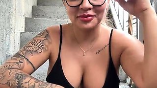 Big Boobed Blonde Masturbates With A Dildo In The Bathroom