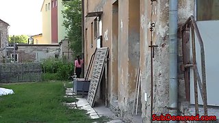Fit bdsm female sub gags muscle hunk for wank