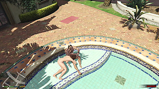 Trevor and Cheating wife amanda having sex in Pool While Husband is not there