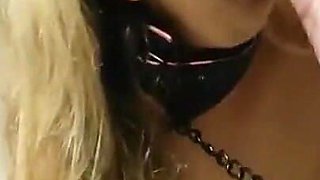 Slave licks her owner's feet