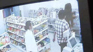 Hot Sex in the Tokyo Supermarket Fuking Cashier Girl in Foursome