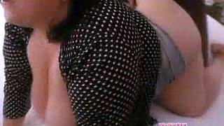 Amateur BBW Brunette With Glasses Fucks Dildo