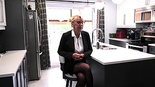 Booty blond ebony plays with her big boobs and pussy