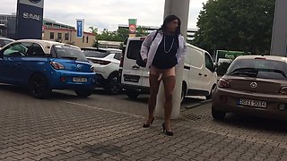 Crossdresser masturbating in public