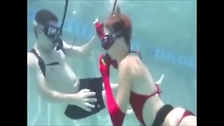 Red Mistress in Bondage Underwater Sex