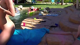 A massive blowbang swimming pool party
