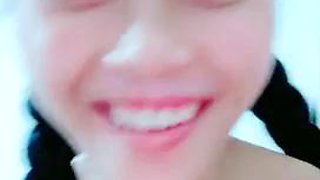 A girl with big white breasts with two braids had oral sex. She rode her sister and came to play together. She was very tempting and liked. Dont miss it.
