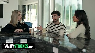 Horny stepmom helps her stepson and his gorgeous gf shoot more content for teamskeet