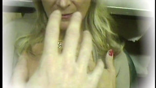 The Busty Old Lady First Gives a Footjob and Then a Nice Blowjob