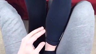 Ballbusting Trampling with Amateur Feet in Black Socks
