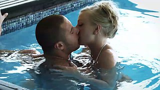 Naughty Pornstar in bikini kisses in pool then nailed in hot bed sex