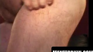 Round boy milks off and ejaculates on dinner plate