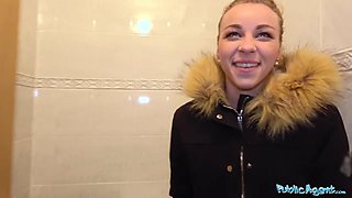 As the tight pussy stretched in the public restroom, several orgasms occurred