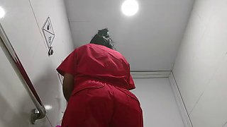 Filming a nurse and a patient in a public toilet