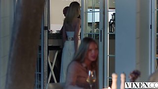 Horny blonde girl fucks hard on me hard by the pool