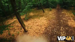 Vip4k. horny woman hiker fucks in the woods