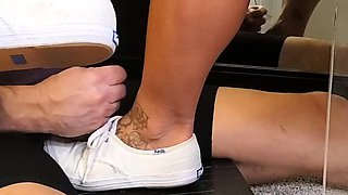 Flexible foot fetish masturbating with feet and hands