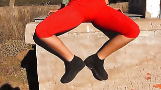 Hot Latina Yessy with Cute Naturals Cameltoe and Pussy Flashing Outdoors
