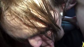 Public amateur deepthroat slut POV