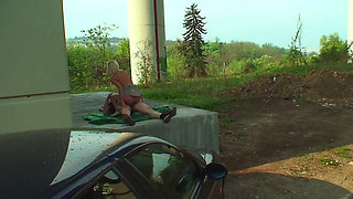 Whipped blonde bitch banged after sucking dick in the car