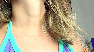 Perfect blond making solo masturbation