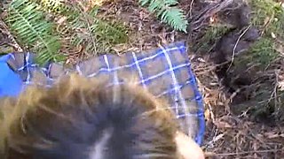 Amateur brunette babe gives pov blowjob in bathroom