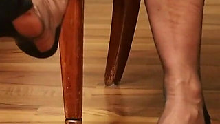 Wooden Heels, Nylon Tease & Slow Walk Seduction