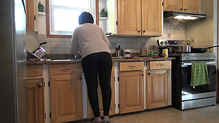 Stepmother Has Rough Kitchen Sex with Horny Stepson