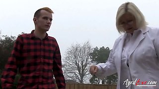 OLDNANNY Two Mature Blonde Lesbians Fucking Strapon Sex Toy