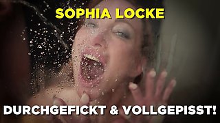 Sexy Brunette Drinks Piss in the Shower
