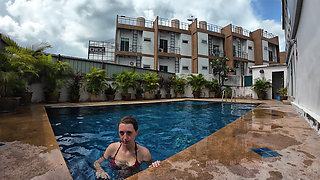 watch us playing in our swimming pool