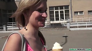 Blonde czech college girl angelica is spoke into having porn in public