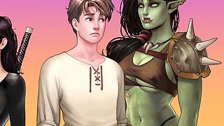 Cartoon characters getting it on in wild anime style