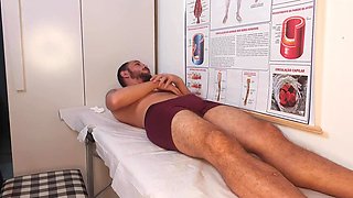 Hot nurse gives her patient a nice wet blowjob and then bends over inviting him to pound her pussy