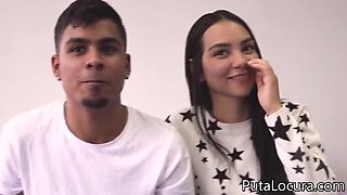 Colombian Couple Valerin with Chocolate Nipples in Hot Casting Scene - Blowjob, Facial, and Natural Tits