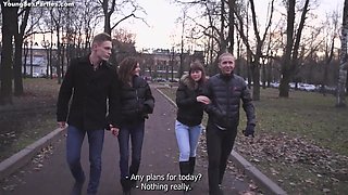 Russian amateur teens foursome sex