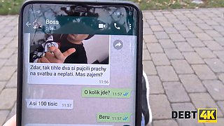Debt4k. debt collector tracks down Sexy Bride and they have affair