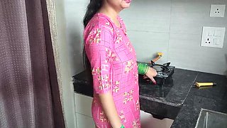 Hot Hindi Stepmom Fucked Hard by Stepson in Kitchen - Dirty Talk & Orgasm