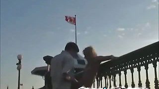 French gf Incredible public fucking on the bridge