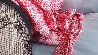 Home Porn with Charming Girl in Sexy Ripped Black Pantyhose
