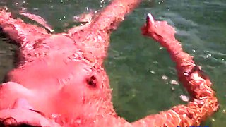 Naked Swimming MILF at the Beach