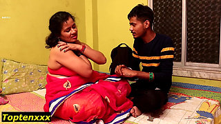 School Boy First Enjoying with Beautiful Horny Madam! Student Sex