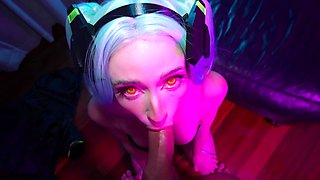 Scarlet Chase's Blonde Passion Ignites in Cyberpunk Breeding Heat
