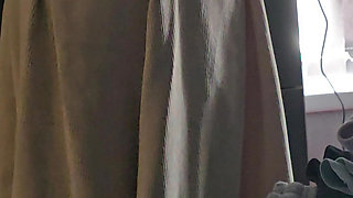 Step son naked with dick out in step mom room in dress